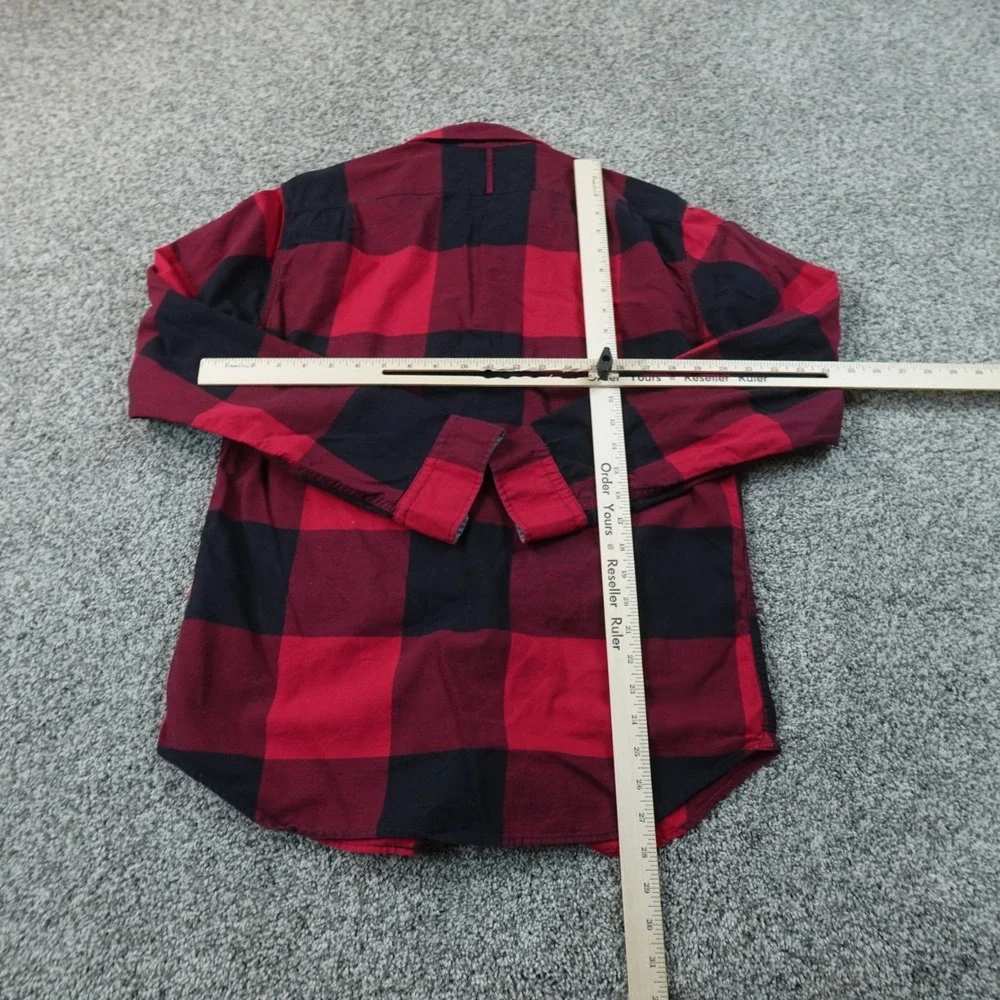 Banana Republic Shirt Mens M Red Black Buffalo Plaid Flannel Slim Fit Button Up